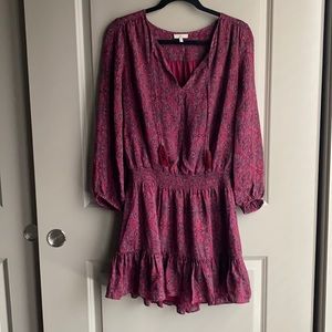 Joie Silk Smock-Waist Peasant Dress